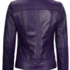 Amy Women’s Purple Café Racer Leather Jacket 02