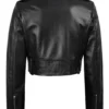Colleen Women’s Cropped Black Biker Leather Jacket 02