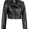 Colleen Women’s Cropped Black Biker Leather Jacket 05
