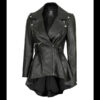 Gonzalez Women's Black Peplum Leather Jacket 01
