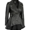 Gonzalez Women's Black Peplum Leather Jacket 04