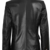 Kim Women’s Black Leather Blazer Double Breasted 02
