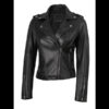 Kirsten Women's Black Asymmetrical Biker Jacket 01