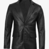 Men’s Black Leather Blazer Two Button Notch Lapel 03