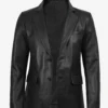 Men’s Black Leather Blazer Two Button Notch Lapel 04