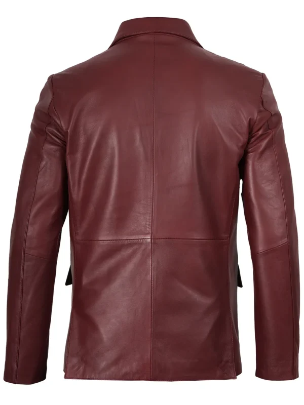 Men’s Burgundy Leather Blazer Real Leather Jacket 02