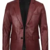 Men’s Burgundy Leather Blazer Real Leather Jacket03