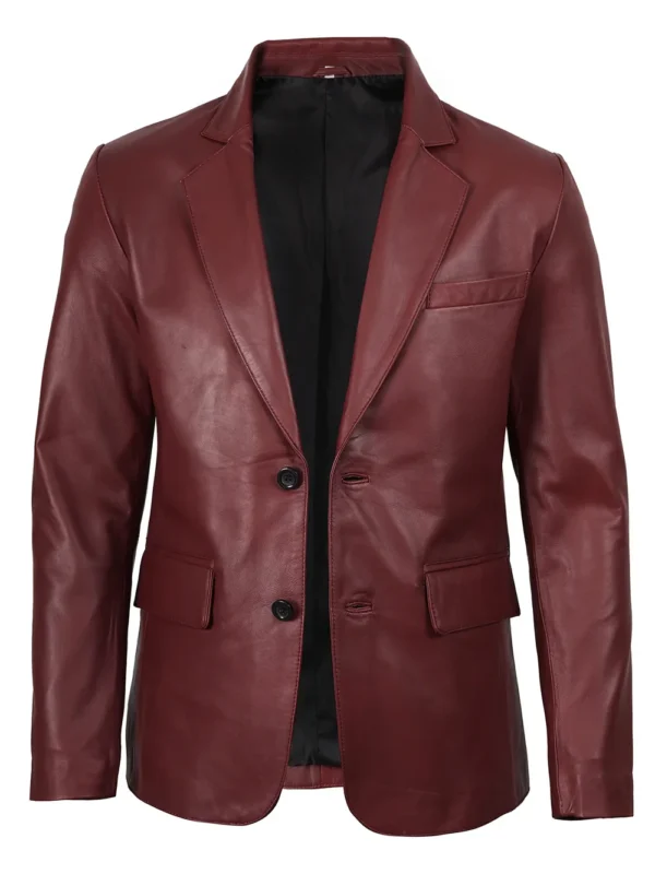 Men’s Burgundy Leather Blazer Real Leather Jacket03