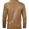 Men’s Camel Brown Leather Blazer Two Button Jacket 02
