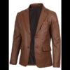 Men’s Cognac Brown Leather Blazer Real Leather Jacket 01