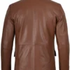 Men’s Cognac Brown Leather Blazer Two Button Jacket 02