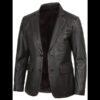 Men’s Dark Brown Leather Blazer Rub Off Finish 01