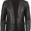 Men’s Dark Brown Leather Blazer Rub Off Finish 03