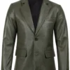 Men’s Dark Green Leather Blazer Real Leather Jacket 03