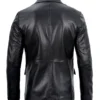 Men’s Lambskin Leather Blazer Real Black Jacket 02