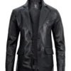 Men’s Lambskin Leather Blazer Real Black Jacket 04