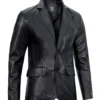 Men’s Lambskin Leather Blazer Real Black Jacket 05