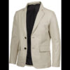 Men’s Off White Leather Blazer Two Button Jacket 01