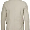 Men’s Off White Leather Blazer Two Button Jacket 02
