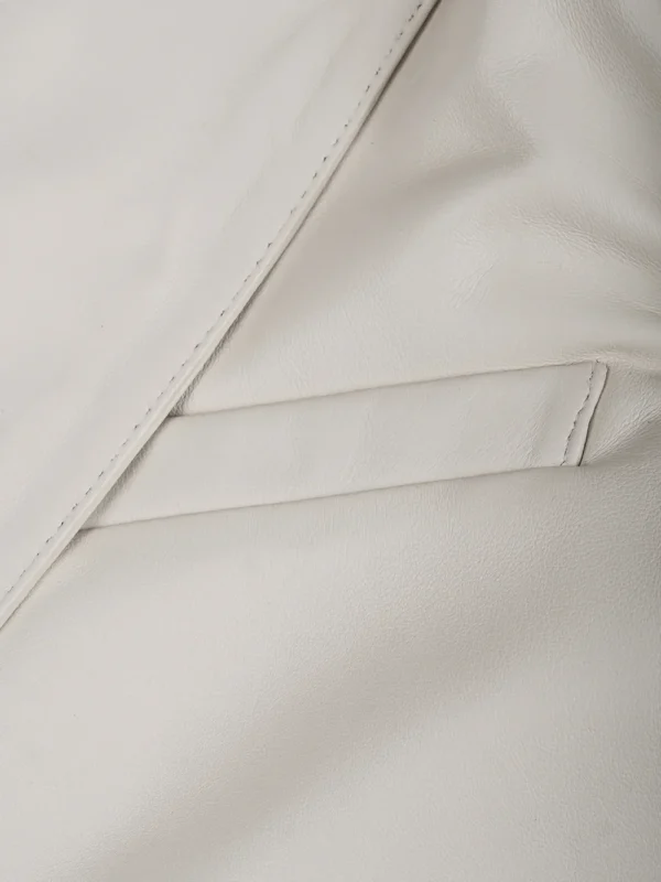 Men’s Off White Leather Blazer Two Button Jacket 05