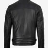 Men’s Real Leather Cafe Racer Jacket with Padded Shoulders 02