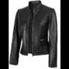 Rachel Women's Black Café Racer Leather Jacket 01