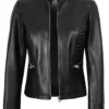 Rachel Women's Black Café Racer Leather Jacket 03