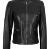 Rachel Women's Black Café Racer Leather Jacket 04