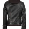 Tralee Women's Brown Bomber Leather Jacket with Hood 02