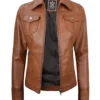Tralee Women’s Tan Bomber Leather Jacket with Hood 03