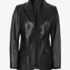Vicenza Women’s Black Leather Blazer Two Button 05