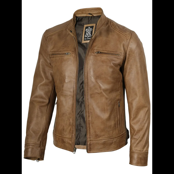 men's brown racer jacket 01