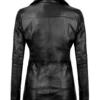 Women’s Black Leather Blazer Three Button Jacket 02