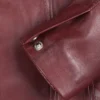 Women’s Burgundy Leather Blazer Three Button Jacket 05