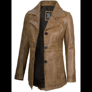 Women’s Camel Lambskin Leather Jacket Three Button 01