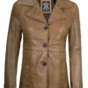 Women’s Camel Lambskin Leather Jacket Three Button 04