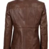 Women’s Cognac Brown Leather Blazer Three Button02