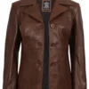 Women’s Cognac Brown Leather Blazer Three Button 03