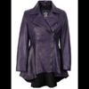 Women's Purple Peplum Leather Jacket – Asymmetrical Style 01