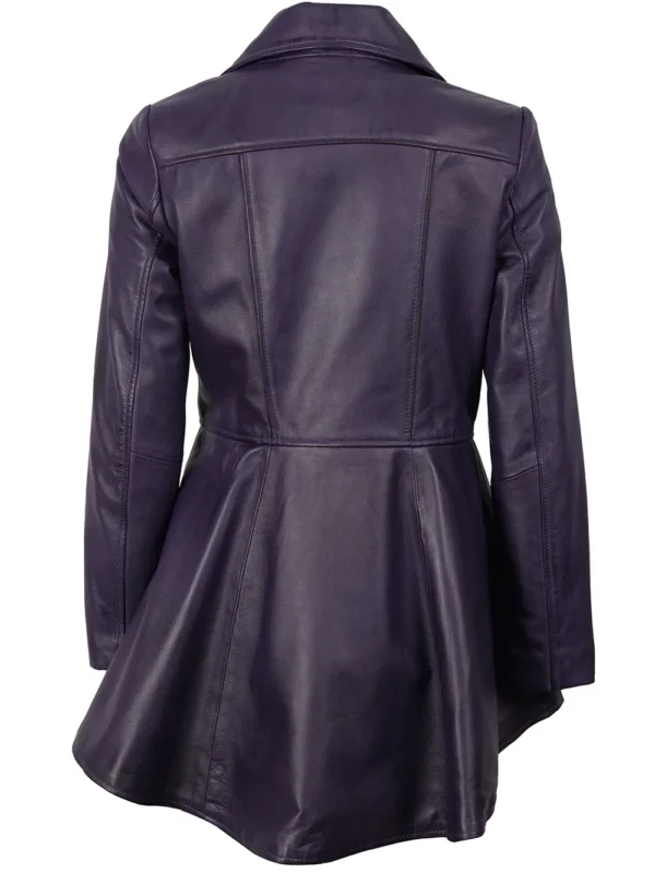 Women's Purple Peplum Leather Jacket – Asymmetrical Style 02