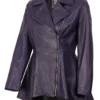 Women's Purple Peplum Leather Jacket – Asymmetrical Style 03