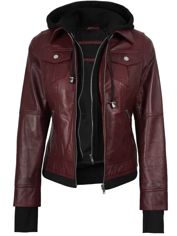 women's maroon leather jacket 03