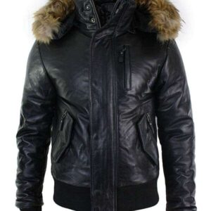 Mens Flying Aviator Bomber Leather Jacket