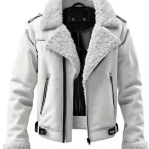 B3 White Shearling Leather Jacket