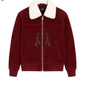 Maroon Suede Shearling Jacket