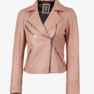 Ninfa Women Biker Real Leather Pink Jacket