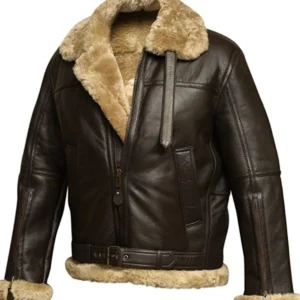 Alberto Brown B3 Shearling Aviator Leather Bomber Jacket
