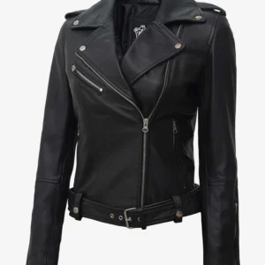 Women's Black Asymmetrical Real Biker Leather Jacket