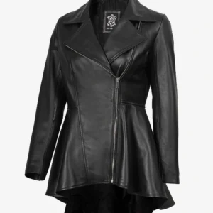 Women's Black Peplum Real Lambskin Leather Jacket
