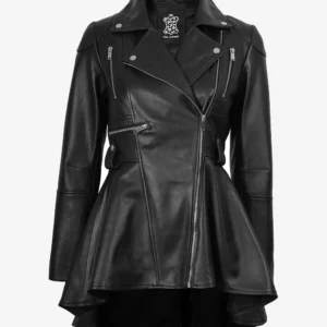 Gonzalez Women's Black Peplum Leather Jacket